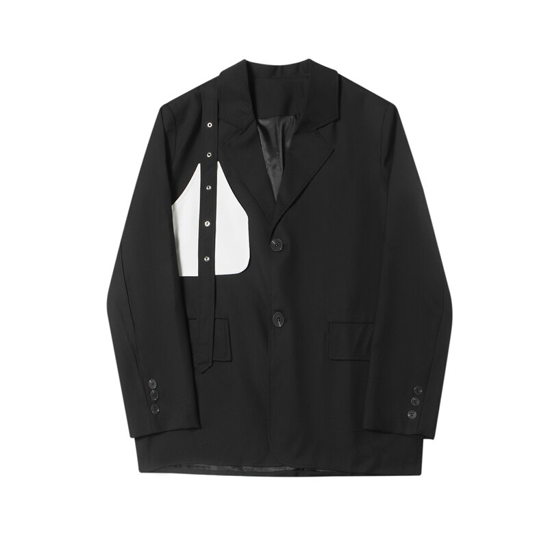 Traje holgado informal para hombre, traje de de varios colores, blanco y negro, estilo coreano, con personalidad, Otoño, , M-XXL