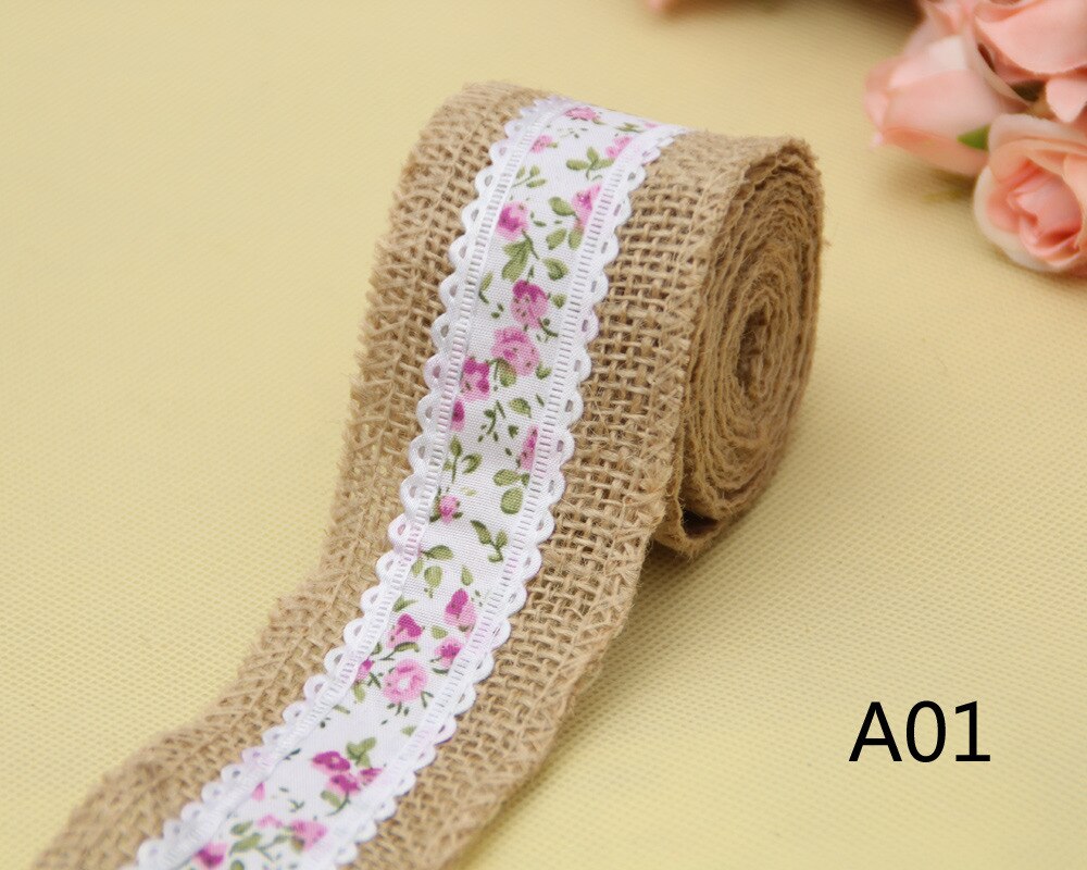 1 Pc DIY Natural Jute Burlap Lace Ribbon Rustic Vintage Wedding Decor Hessian Jute Roll Merry Christmas Party Supplies DIY: 1