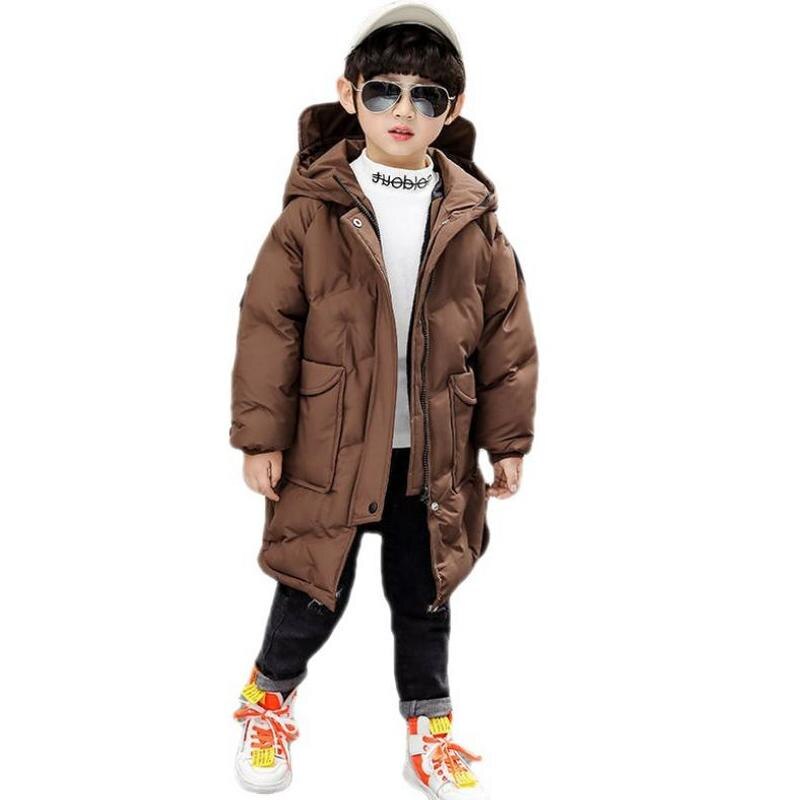 Moda inverno com capuz casaco grosso parka cor sólida para baixo roupas de neve wear crianças outerwear tamanho para 4 5 6 7 8 9 10 12 13 ano