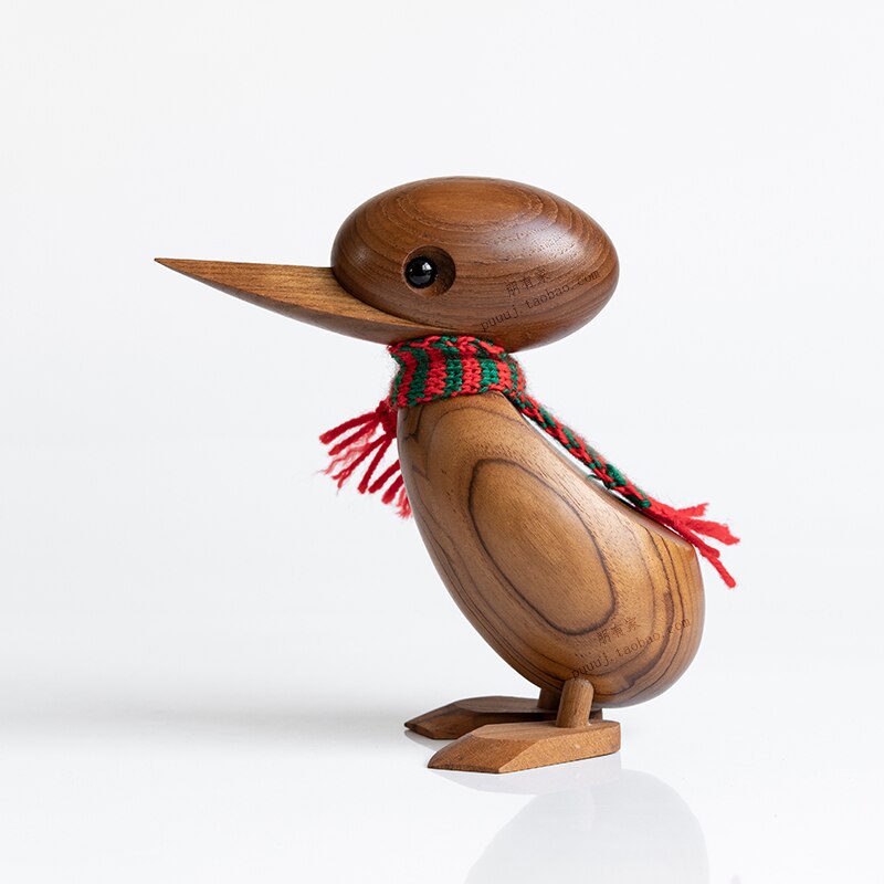 Duck/Duckling Wood for Crafts Animal Figures Wooden Decoration Home Accessorie Living Room Christmas Danish Nordic Desk Ornament: Duck plus scarf