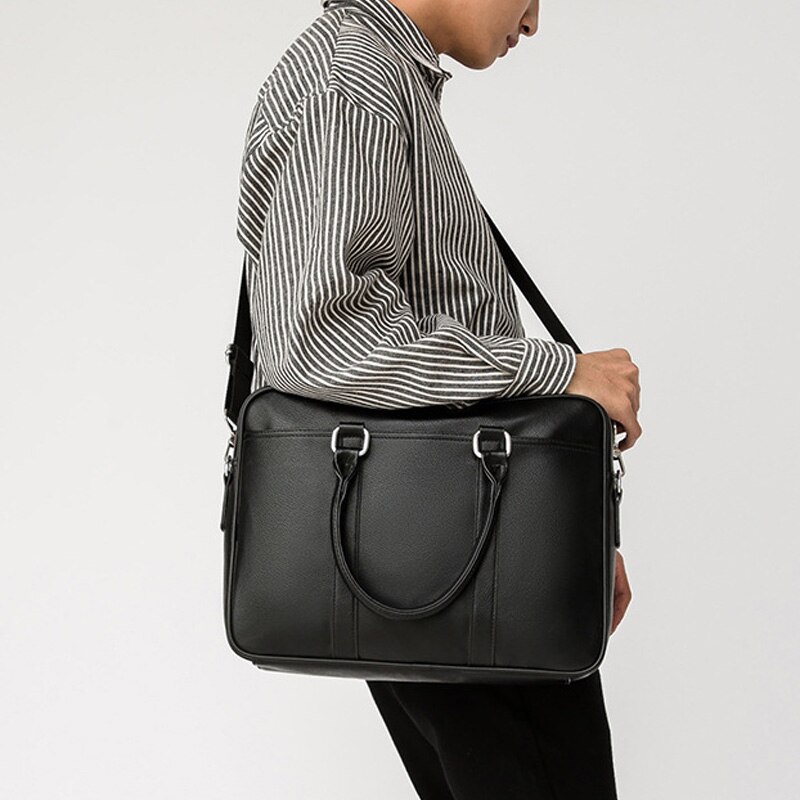 Kudian bear brand herre dokumentmappe læder håndtaske kontortasker til herre skuldertasker crossbody 14 tommer bærbar taske stor 014 pm49