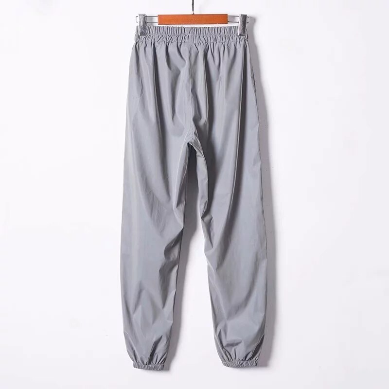 Reflektierende Jogger frauen jogginghose grau reflektierende hosen damen Punk Neon- hosen frauen hosen koreanischen Winter
