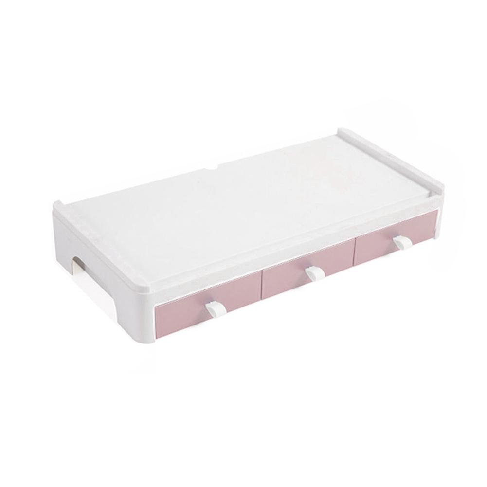 Tv Stand Computer Scherm Riser Lade Houder Ruimtebesparend Bureau Silicon Opbergdoos Organizer Voor Lcd Monitor Desktop Computer: Pink