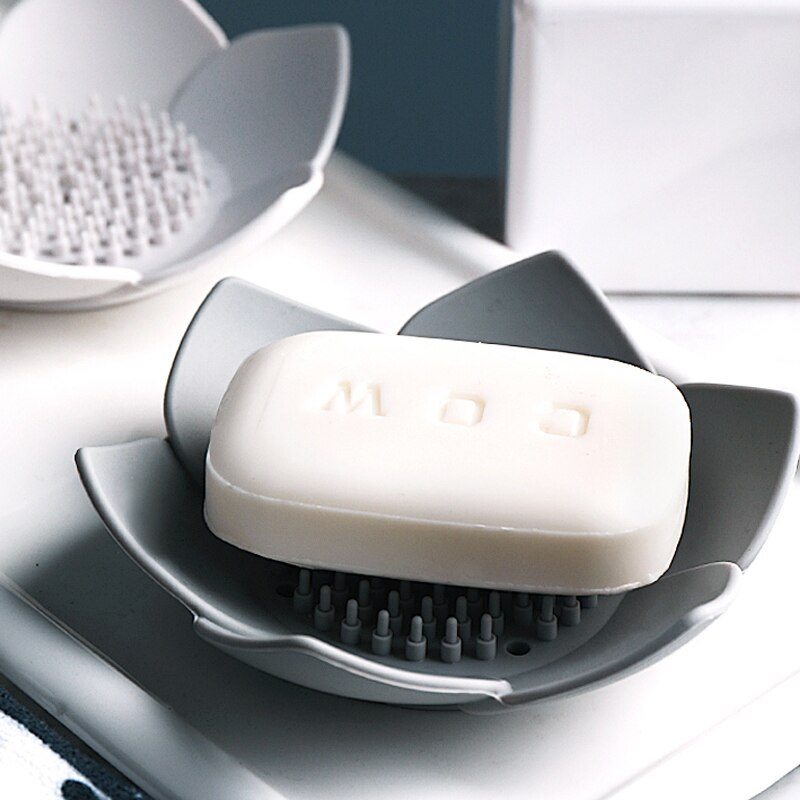 Silicone Kitchen Soap Drain Tray Lotus Shape Soap Holder Bathroom Soap Drain Storage Dish