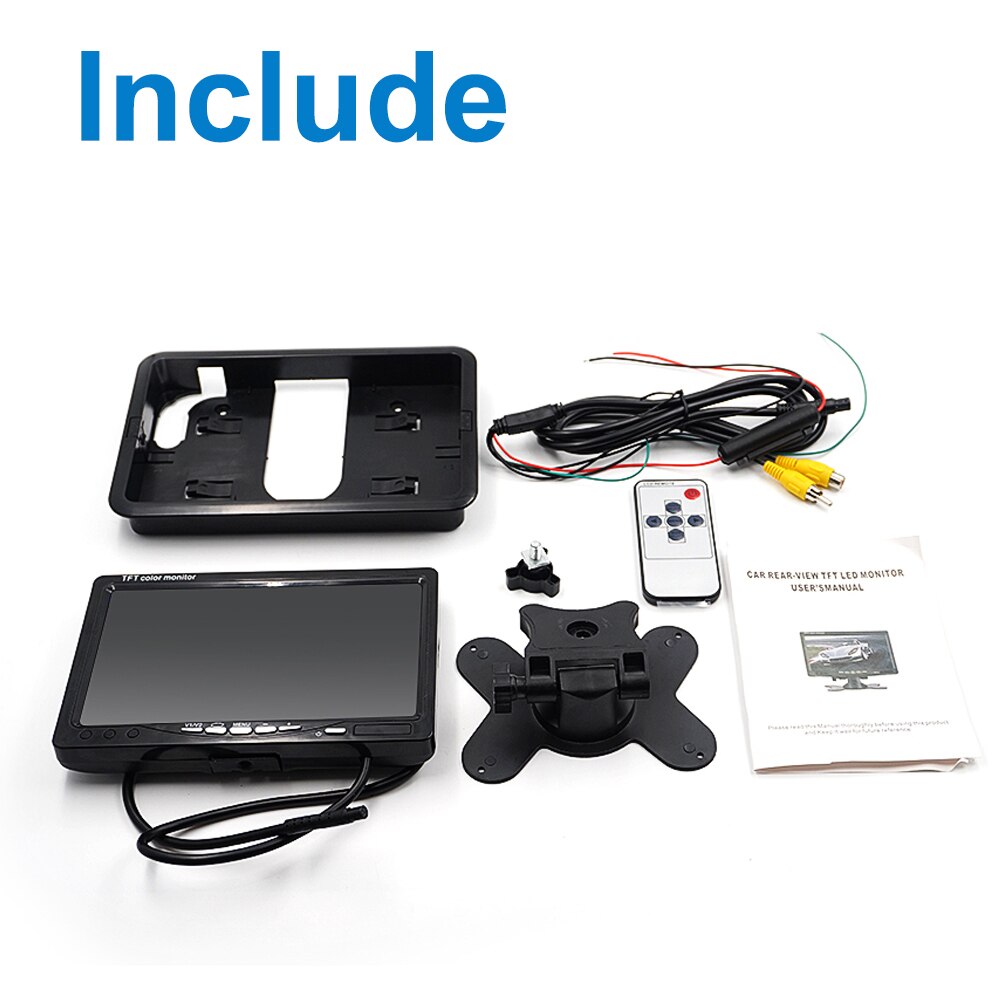 7 Inch TFT HD Car LCD Screen Monitor Desktop/Headrest Auto 2 Signal Input Video Reversing Camera Monitor 12V 24V For PAL/NTSC