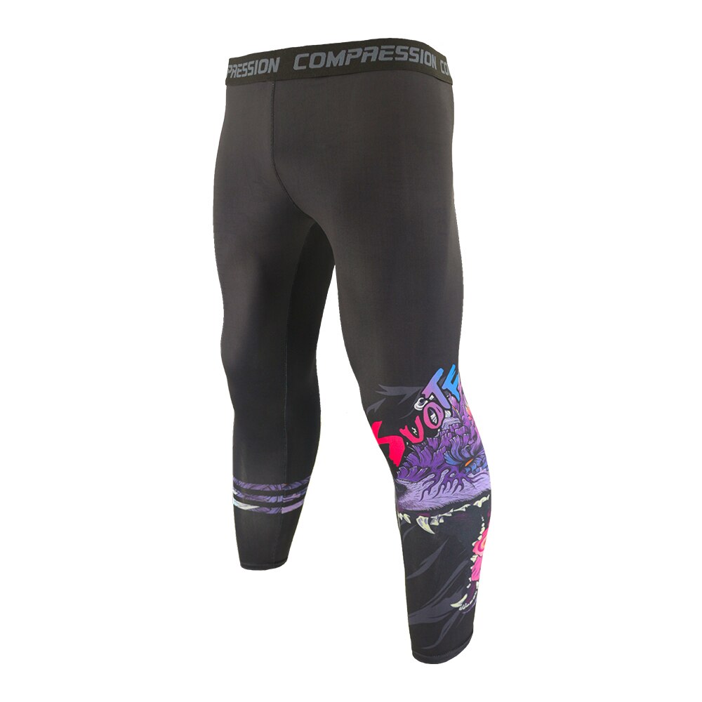 Suotf roaring dragon mænd bukser løbe stramme leggings sport tights gym kompressions fitness træning sportwear jogging bukser: S