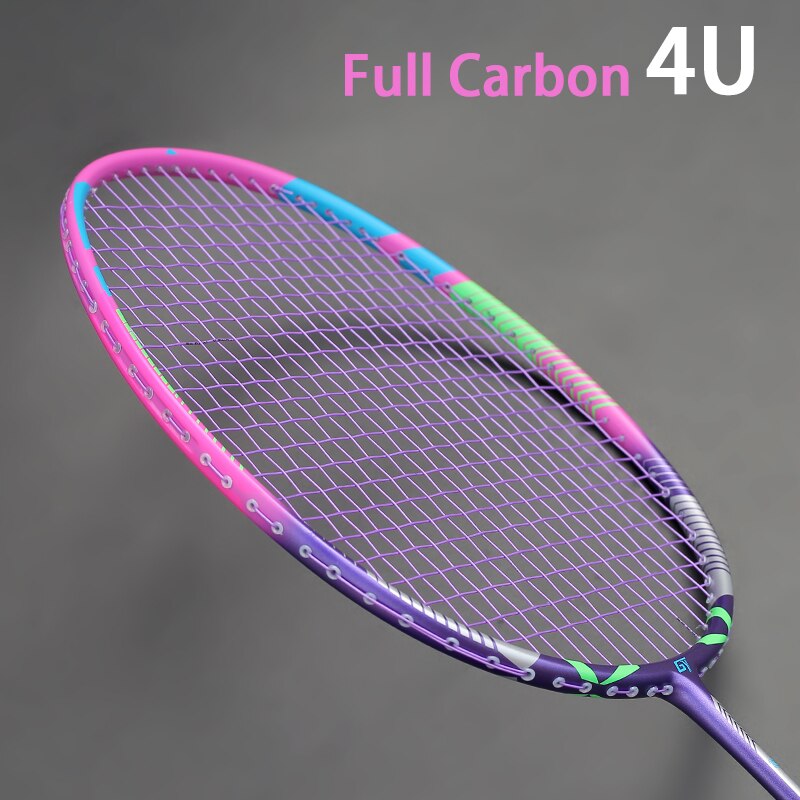 Profissional de fibra carbono raquete badminton peso leve 4u 84g g5 tensão máxima 30lbs raquetes amarrados com sacos esportes raquete