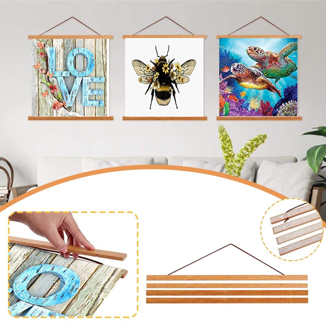 4 # Magnetische Diy Hout Poster Frame Teak Grenen Foto Hangers Opknoping Kit Foto Canvas Prints Kunstwerk Kamer Interieur Thuis decor