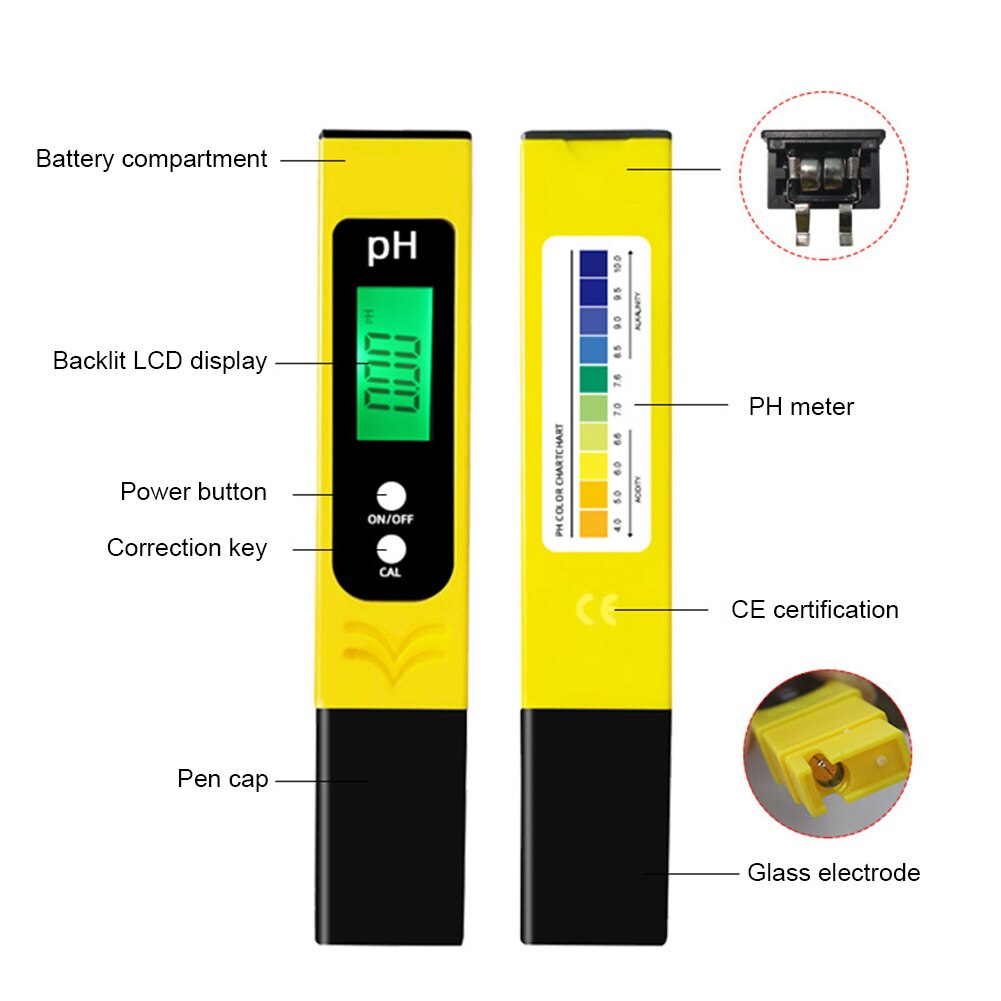 PH Monitor Acidity Measurement Water Tester for Aquarium Pool Drinking Water PH Measurement Instrument