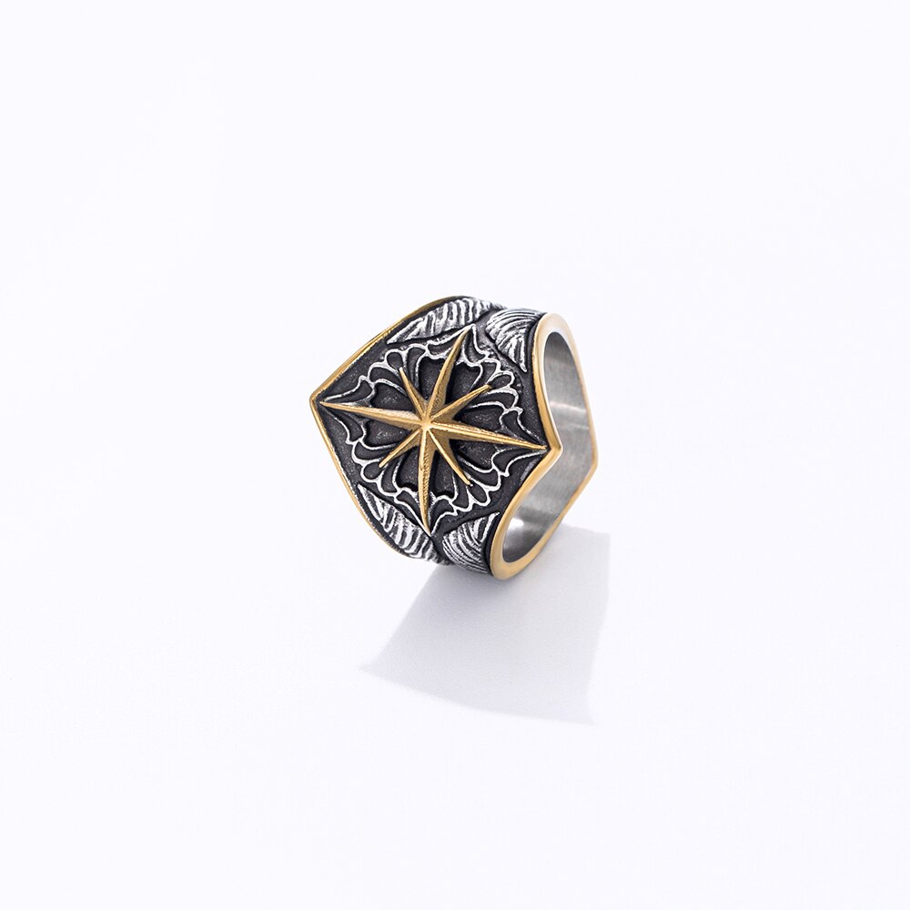Rvs Acht Hoek Ster Vinger Ring Deel Goud Kleur Cool Titanium Uniqu Glad Party Sieraden
