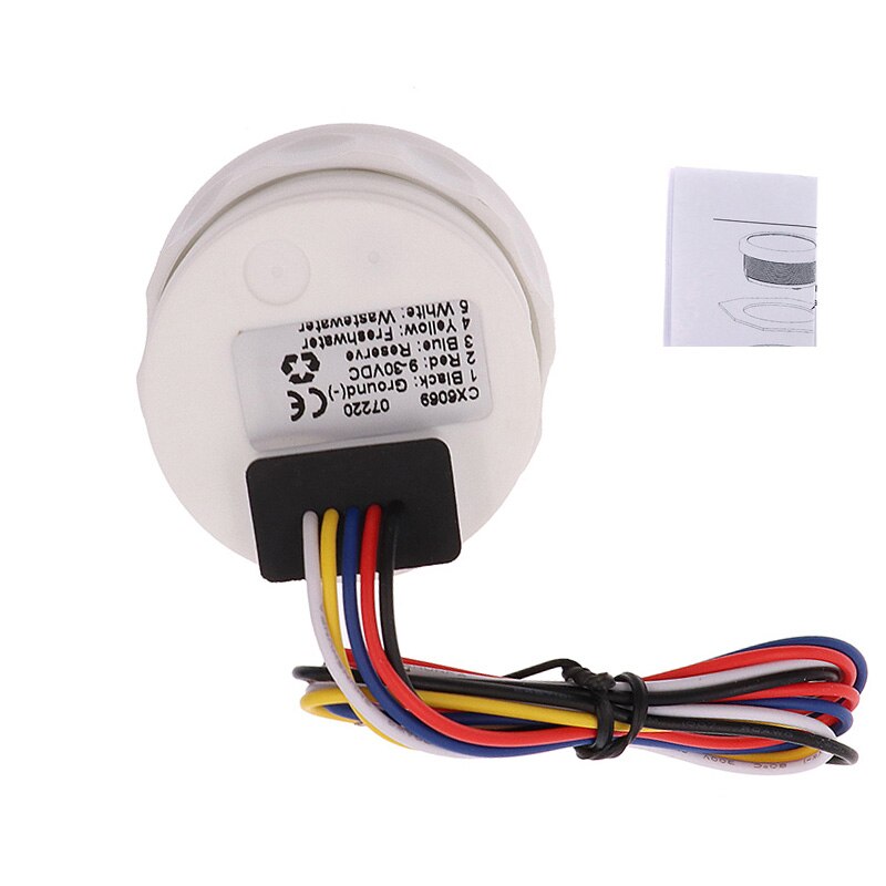 0-190ohm Auto Marine Water Level Gauge 52mm Boat Water Tank Level Gauge Indicator with Low Warning Light