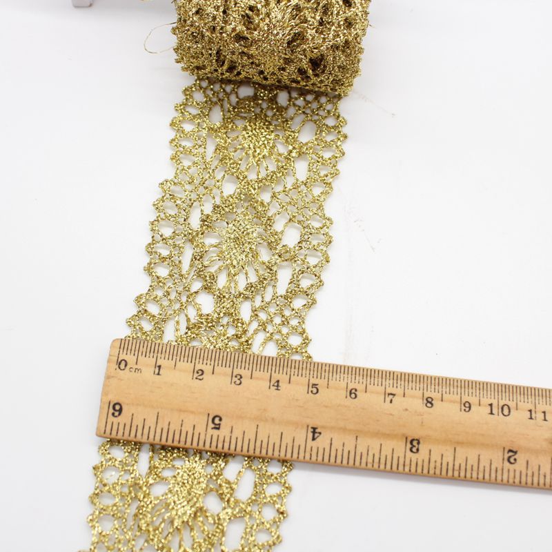 1 meter guld spets tyg band trim guipure gardin applique 5cm snören sy spets klänning dekoration dentelle  vg22: Default Title