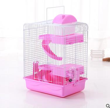Le hamster cage à rehaussement à trois niveaux, cage villa de luxe, grand château: Rose / M