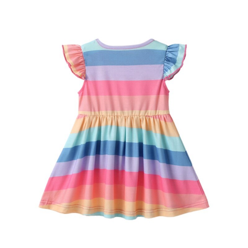 Baby Girl Dress Toddler Sleeveless Rainbow Clothes Kids Princess Dresses Cute Summer Striped Dress For Girl