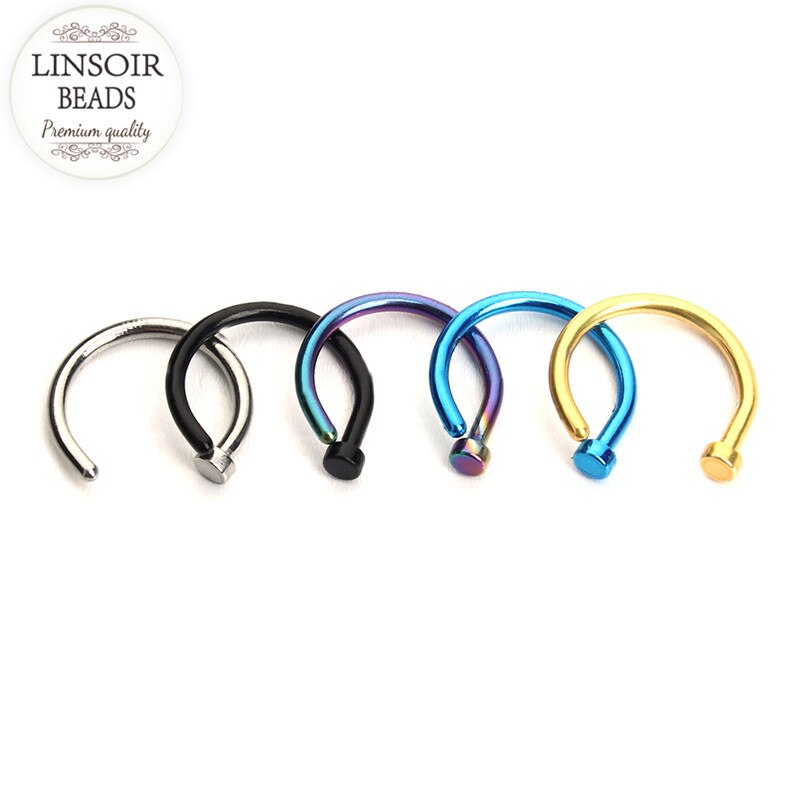 LINOSIR 10 stücke Medizinische Titan Gefälschte Nase Ringe Für Frauen Punk Septum Clicker Körper durchbohren Schmuck Faux Nariz Percing Nez f3778