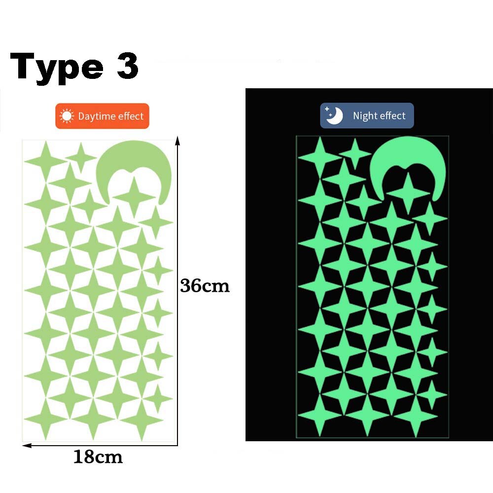 Bedroom Ceilling Luminous Stickers Glow In Dark Moon Universe 3D Fluorescent Bubble Sticker Stars Dots Kid Room Wall Art Decor: Type 3