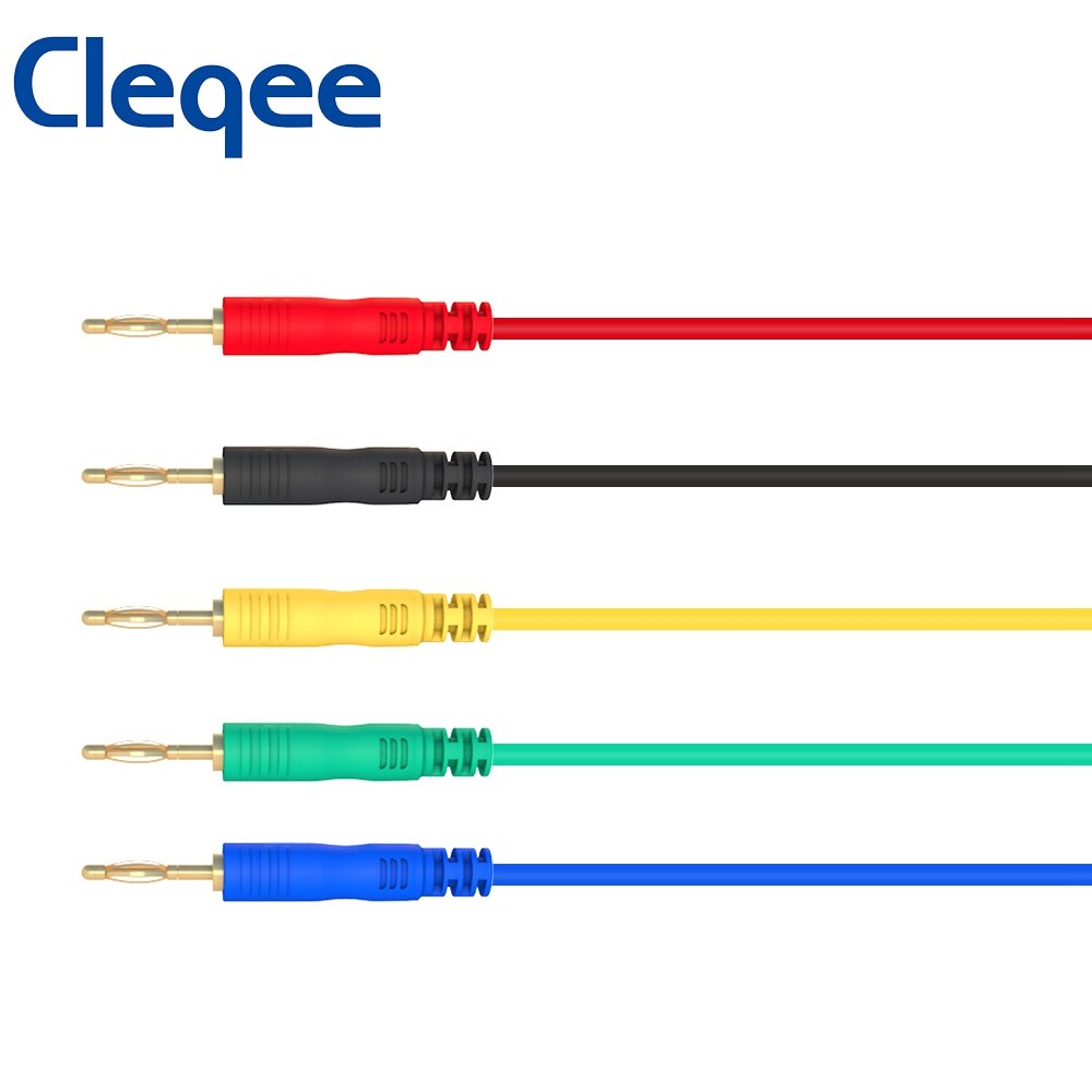 Cleqee P1048 2Mm Banana Plug Test Leads Flexibele Test Kabel Dual Ended Vergulde Banaan Plug Draad Voor Multimeter testen 5Pcs