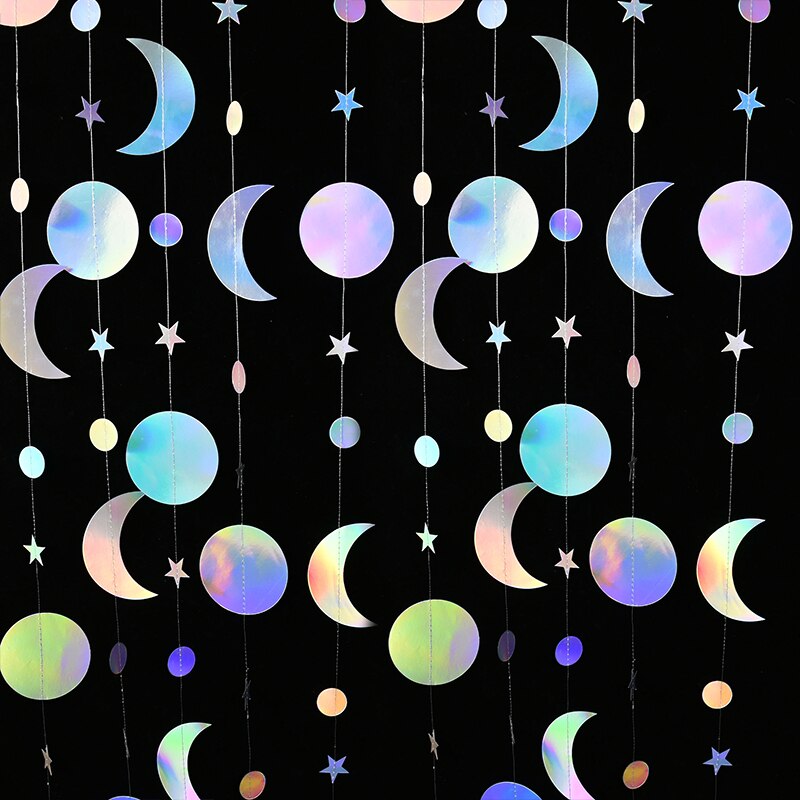 3.8-4.2m Gold Silver Paper Star Garland Banner for Birthday Wedding Decor Glitter Paper Hanging Ramadan Decoration