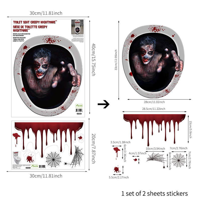 Vacclo Halloween Decoratie Toiletbril/Sticker/Decal 3D Muur Stikcers Op De Muur Woondecoratie Wc Stickers