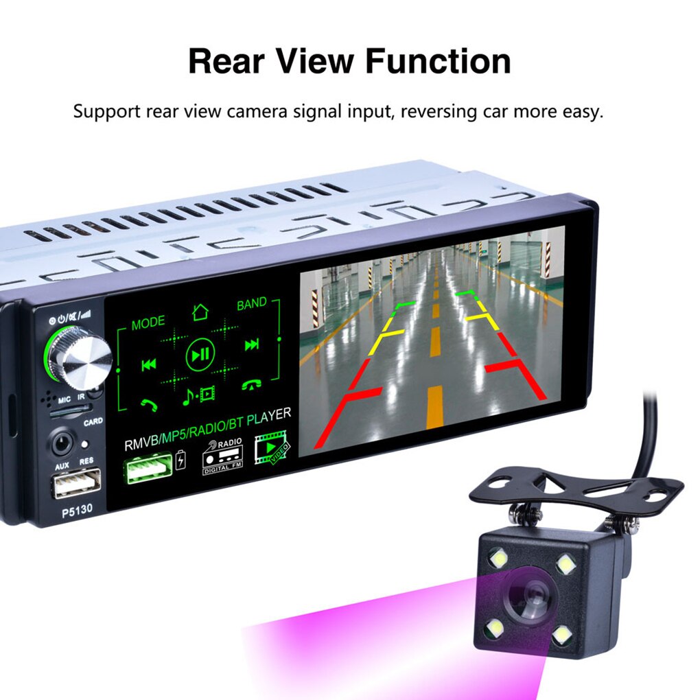4.1 " 1 din kapacitiv pekskärm bluetooth bilstereo radio  mp5 spelare fm/am/rds+subwooferutgång+gratis kamera