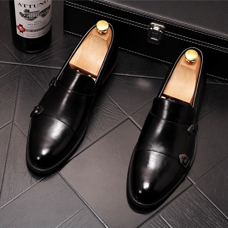 British gentleman charming glossy buckle flat shoes for men oxford Male wedding dress prom Homecoming shoes zapatos de novio