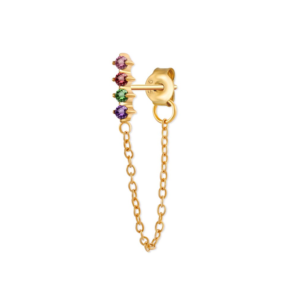 Funken Regenbogen Zirkon Gold Kette Ohrring Hypoallergen Zierlichen Stern Mond Blume Machen Einen Eindruck Ohrringe Für Frauen Schmuck: 3