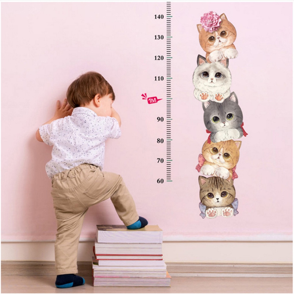Meter Ruler Kid Room Cartoon Cat Wall Stickers Children Wall Decor House Decoration Sticker Rangefinder Growth Chart Sticker #38