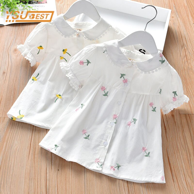 Camicia ricamata a maniche corte per bambina estiva per bambini camicia per bambina camicia per bambina camicia per bambini