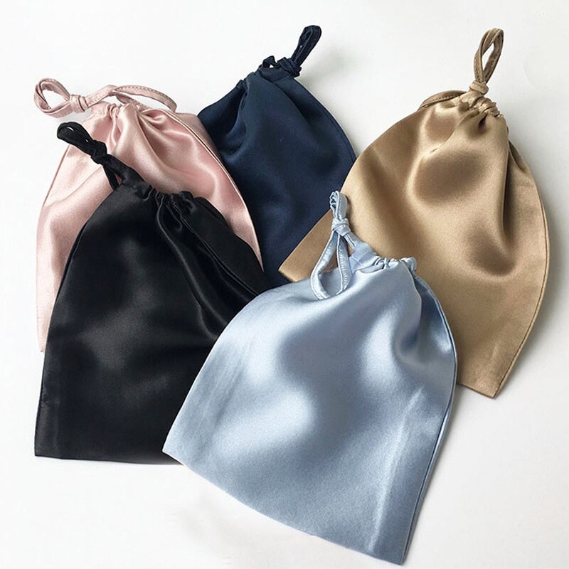 12x15cm Luxus Seide Satin- Kordelzug Tasche Mit Quasten Haar Bündel Perücken machen-hoch Verpackung Taschen Schmuck Verpackung