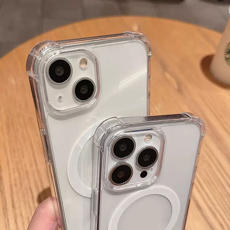 Charge magnétique sans fil de luxe pour étui Magsafe pour iPhone 16 15 14 13 12 11 Pro Max Plus housse de pare-chocs transparente antichoc ﻿