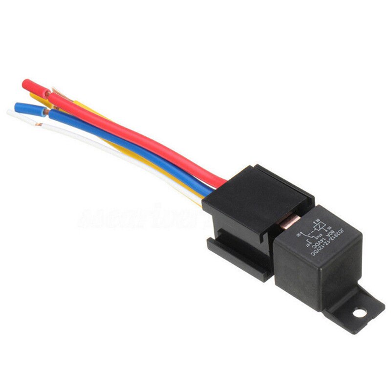 1pc 12v 80a 5 pin dc spdt bilreléer + stikkontakt bilstarter autorelé universell