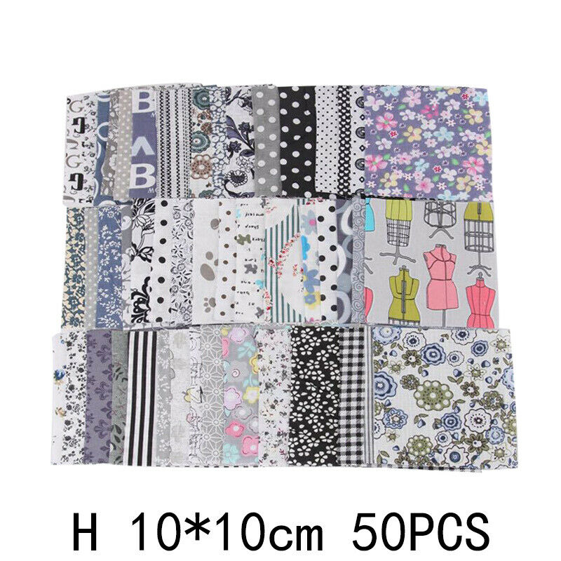 50 Stks/set 10*10Cm Vierkante Bloemenprint 100% Katoen Stof Patchwork Doek Craft Naaien Kleding Handgemaakte Materiaal Diy accessoires: h