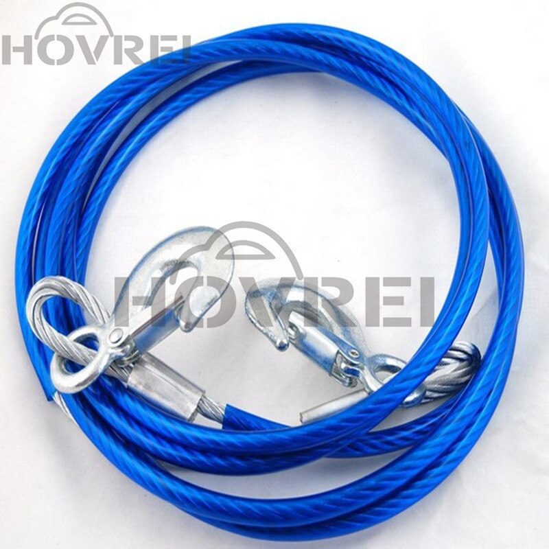 5 Ton 4m Car Vehicle Boat Steel Wire Tow Rope Towing Pull Strap Rope With Hook Heavy Duty Car Towing Rope