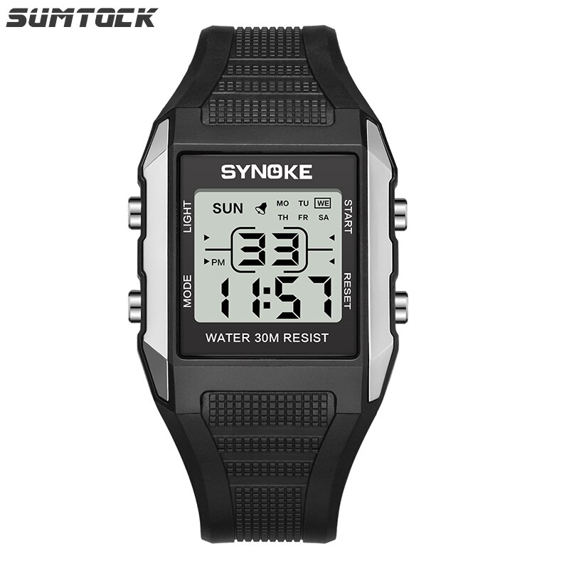 SYNOKE Mannen Horloge Digitale LED Horloge Waterdicht Lichtgevende Wijzerplaat Alarm Timing Multifunctionele Horloges relogios digitais desportivos