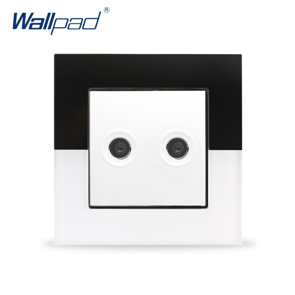 Prise murale Double TV panneau verre 86mm x 86mm, pad mural Double sortie de télévision: White Black