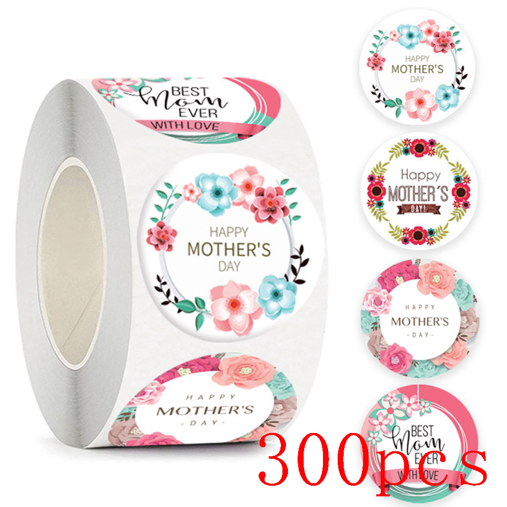 50-500 Stuks Gelukkige Moeders Dag Stickers Ronde Bedankjes Stickers Voor Cadeaubonnen Decoratie Envelop Zegels Cadeaupapier Feest Gunst: plum