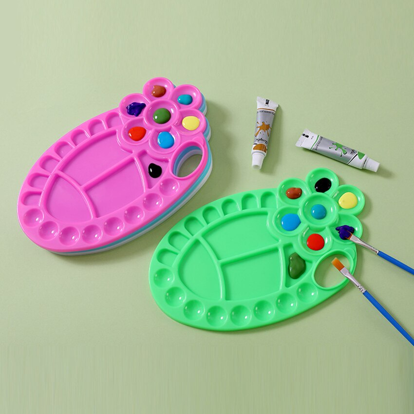 Bloem Vorm Colour Palette Kinderen Schilderen Gereedschap Plastic Verf Palet Voor Aquarel Olieverf Wit/Blauw/Roze/groen