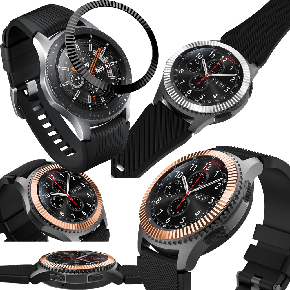 Urheilullinen tyyli sopii samsung gear  s3 frontier galaxy kello 46mm kehys rengas kansikehys naarmuuntumaton metallisuoja