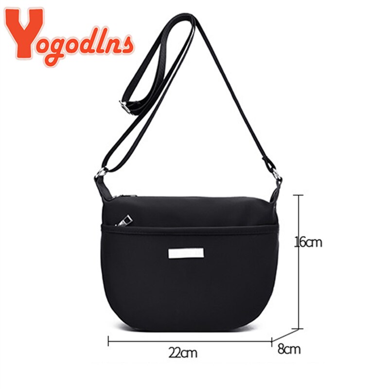Yogodlns Schwarz Nylon Schulter Taschen Frauen Handtasche Klassische Sport Umhängetasche Schulranzen Damen Kreuz-körper Schlinge tasche