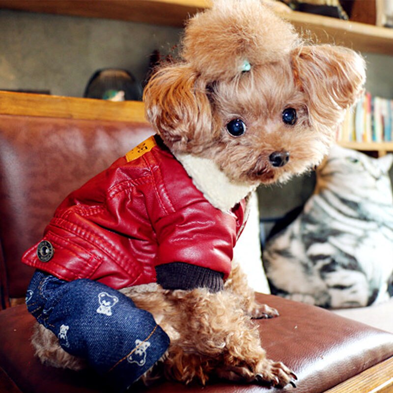 Vinter efterår hundetøj til små hunde bomulds jumpsuit til chihuahua hvalpe overalls til yorkshire fransk bulldog denim kostume