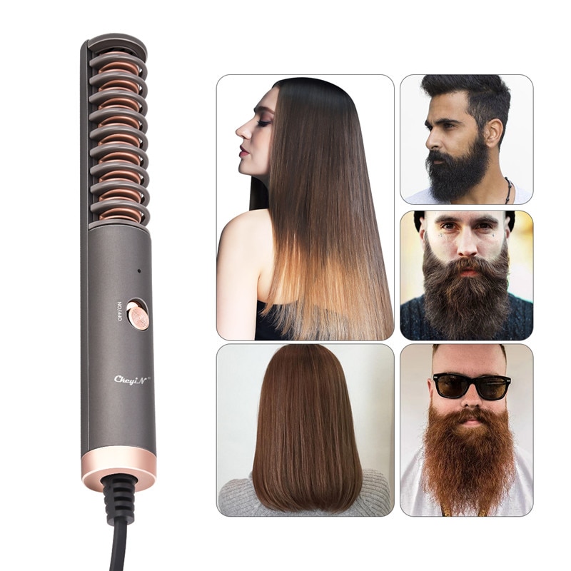 Cepillo alisador de barba eléctrico, peine de cepillo de calor alisador de barba y cabello multifuncional, la mejor plancha de barba de calor 50
