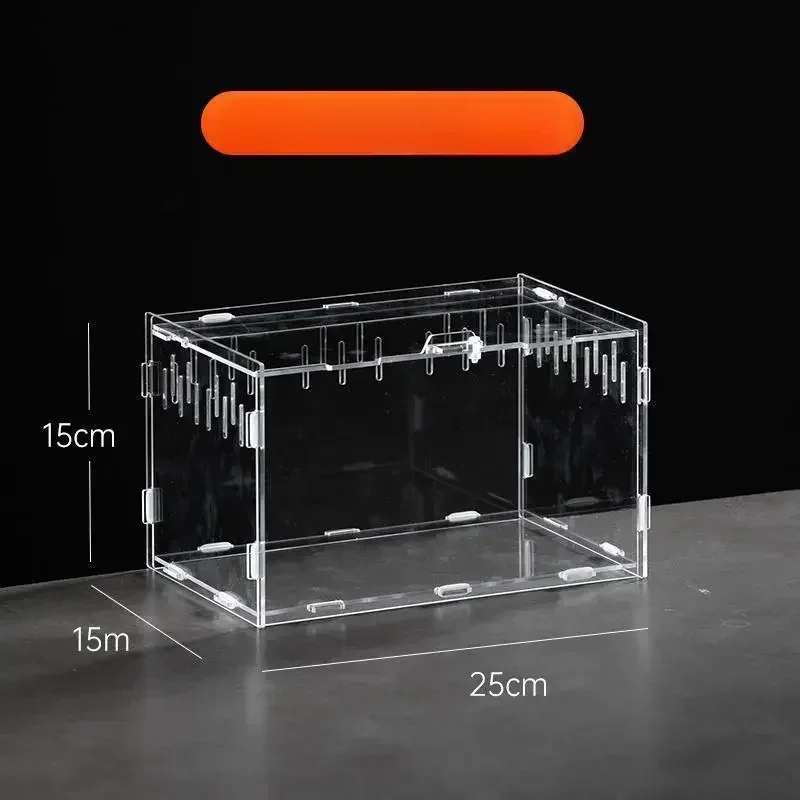 Acrylic Transparent Reptile Terrarium Breeding Box Turtle Cage Nano Arboreal Tarantula Enclosure Dearded Dragon Reptiles Habitat: Orange
