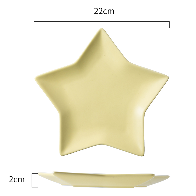 Nordic ins five-pointed star plate ceramic dish household dinner plate western steak plate fruit salad dessert plate: yellow