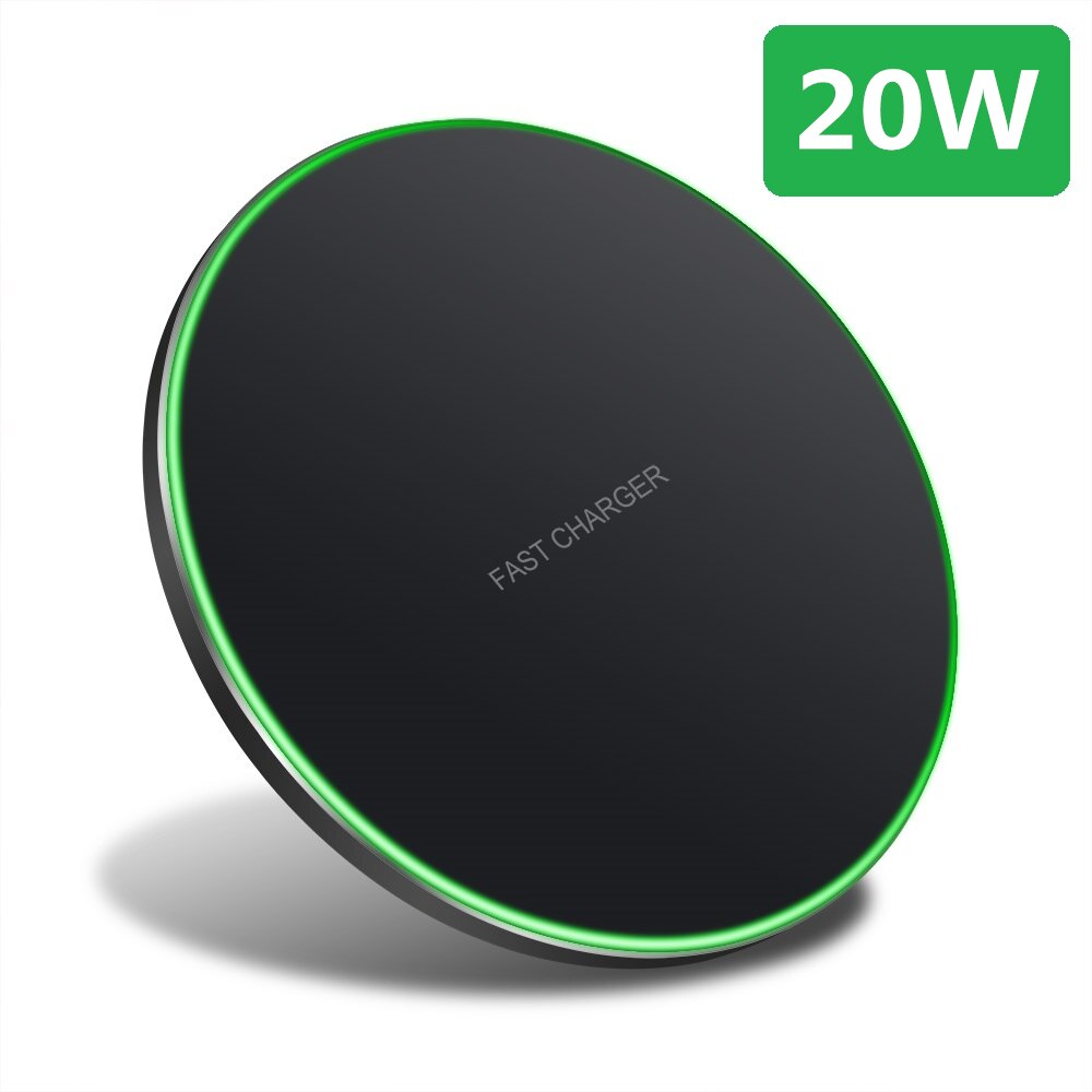 Wireless Charger for iPhone 12 Mini 11 Pro XS Max XR X 8 Plus 30W Fast Qi Inductive Charging Pad For Samsung S21 S20 Note 20 10: 20W Black