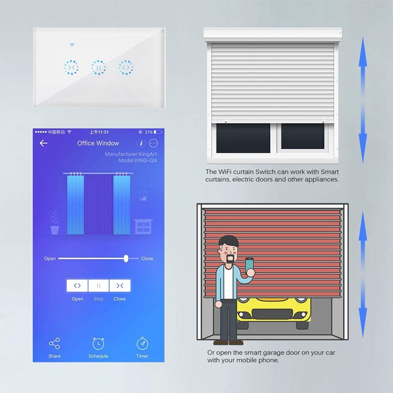 Ons Standaard Panel, voor Ewelink Smart Gordijn Motor Elektrische Jaloezieën Wifi Schakelaar Drukt App Voice Control Door Alexa Echo Google Hom