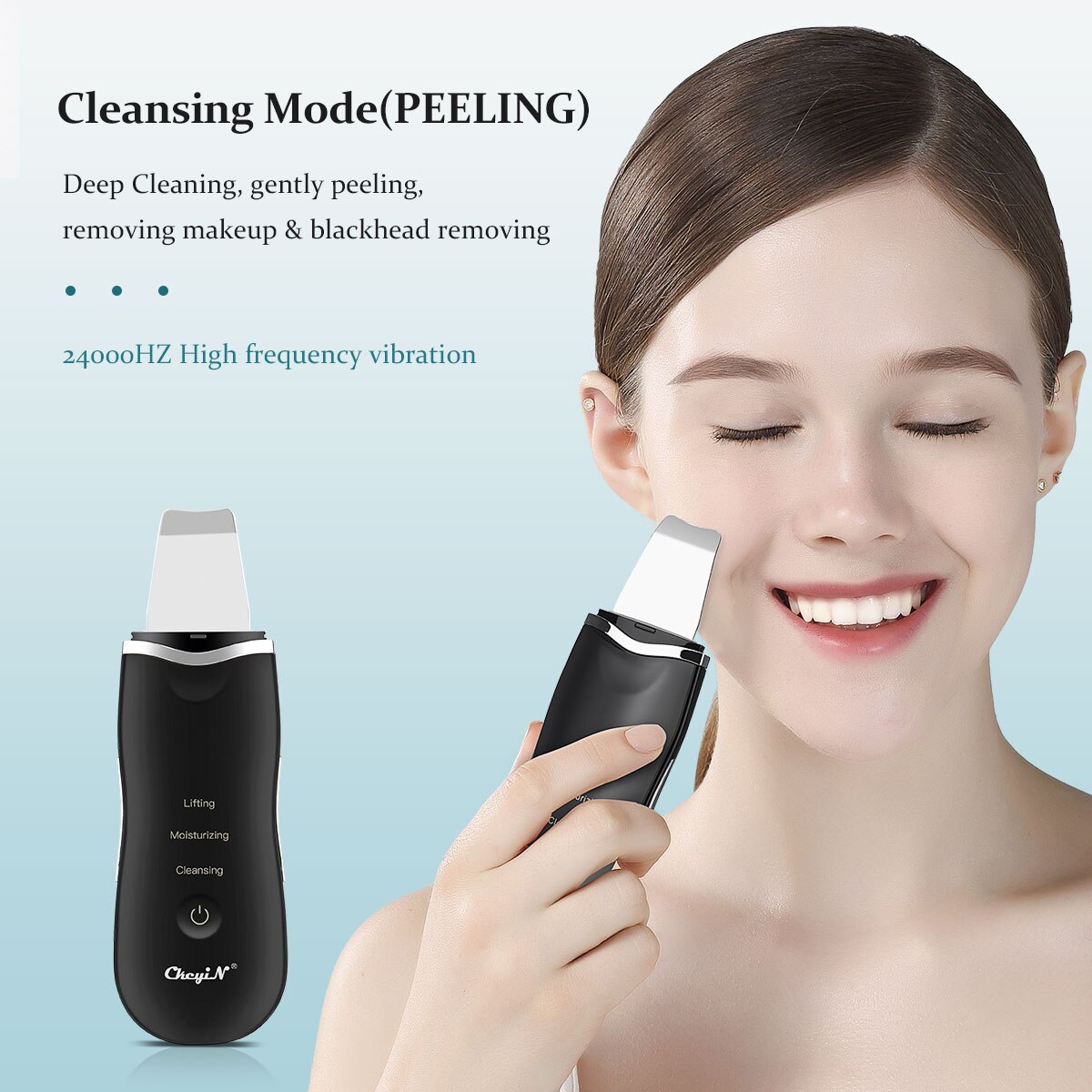 CkeyiN-máquina masajeadora Facial RF EMS LED, depurador de piel ultrasónico con fotones, calefacción, limpieza profunda de cara, absorción de nutrientes