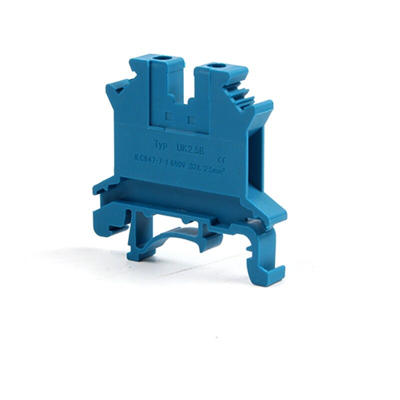 10Pcs Multi-Color Screw Feed-through Plug 2-Connductor Wire Electrical Connector DIN Rail Terminal Block UK 2.5B: UK2.5B Blue