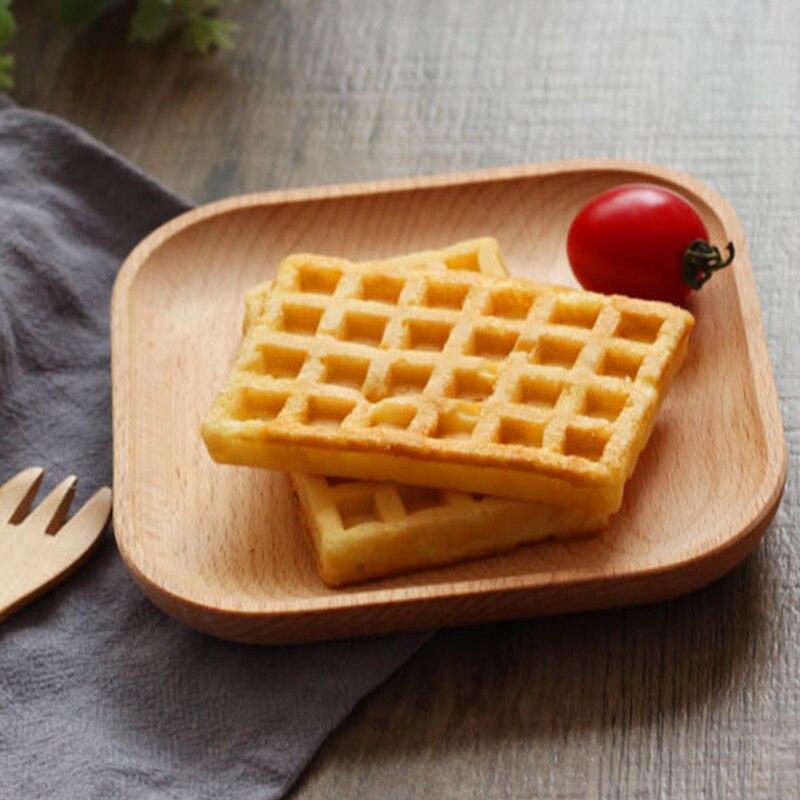 Plato de postre japonés, vajilla de madera, Plato cuadrado redondo para cena, plato para pan, plato para aperitivos, bandeja para fruta, suministros de cocina