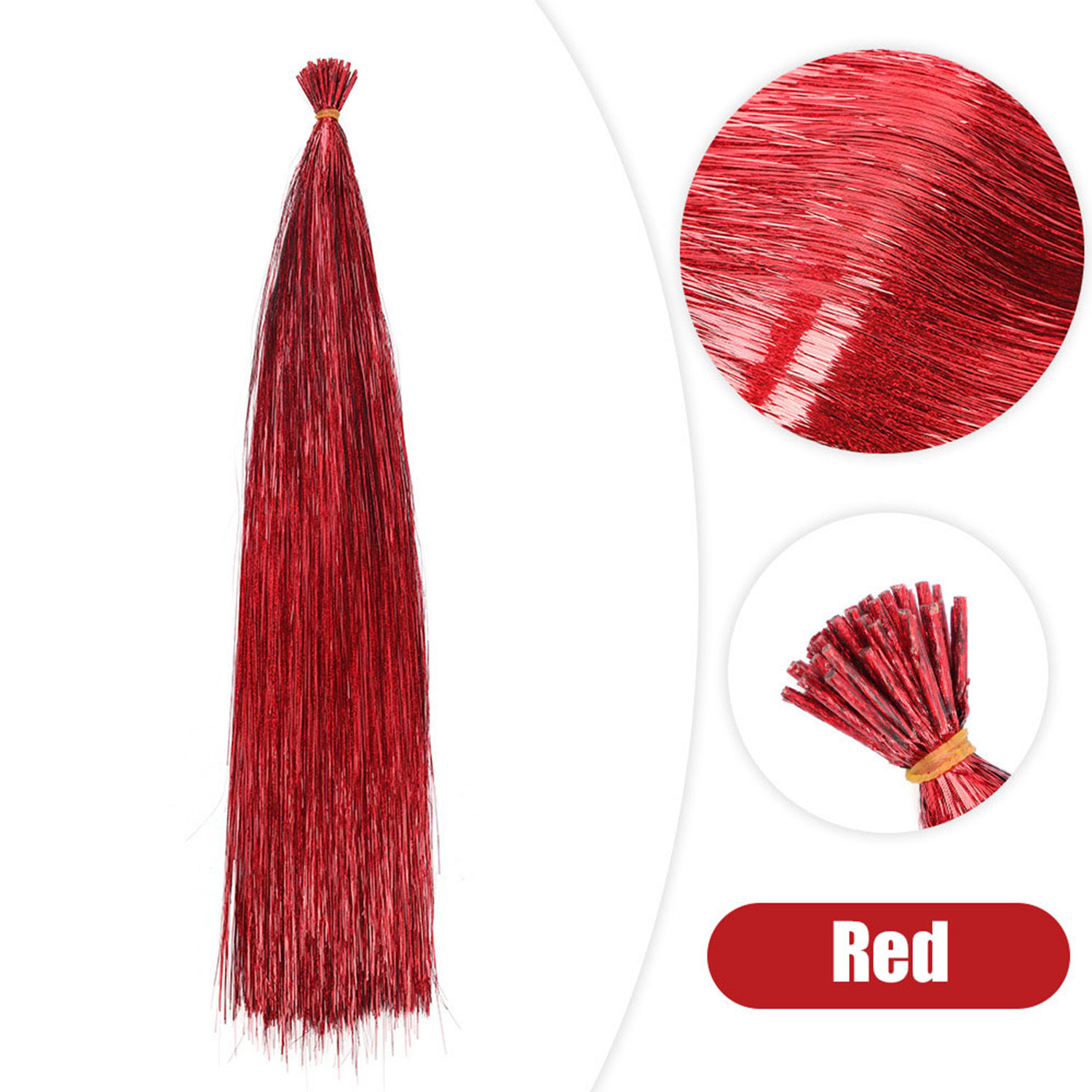 50 stks Synthetische I Tip Klatergoud Hair Extensions Glitter Klatergoud Haar Fee Haarstukjes Party Dazzle Haaraccessoires Voor Vrouwen Meisjes: Rood