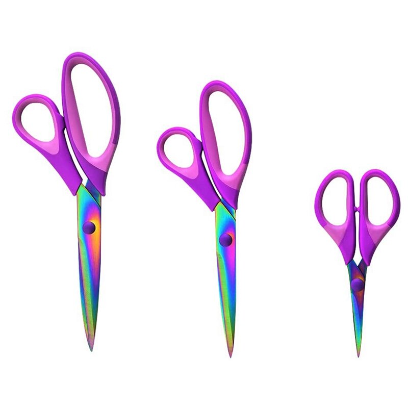 Pack Of 3 Sharp Scissors, Dressmaking Scissors, Fabric Scissors, Titanium Scissors, Multi-Purpose Scissors: Army Green